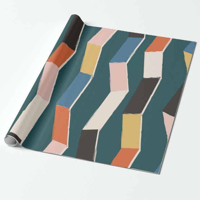Papel De Presente padrão uniforme de zag de abstrato zig, irr pintad (Desenrolado)