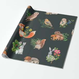 Papel De Presente Padrão uniforme desenhado à mão com floresta aq