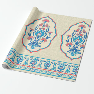 Papel De Presente padrão uniforme floral do tecido no estilo étnico