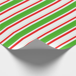 Papel De Presente Padrão Verde, Branco, Vermelho Striped/Links