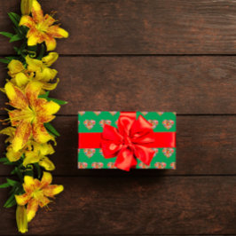 Papel De Presente Padrão verde cardíaco moderno