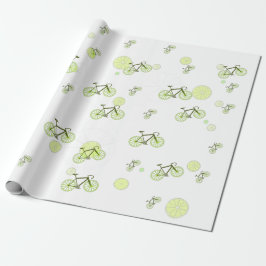 Papel De Presente padrão verde da bicicleta limão