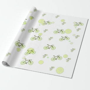 Papel De Presente padrão verde da bicicleta limão