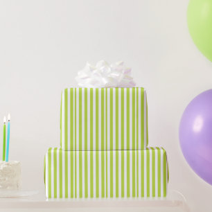Papel De Presente Padrão verde de festa listrada branca