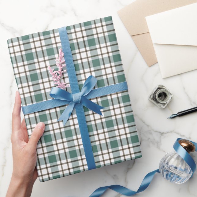 Papel De Presente padrão verde de tartã claro (Presentear)