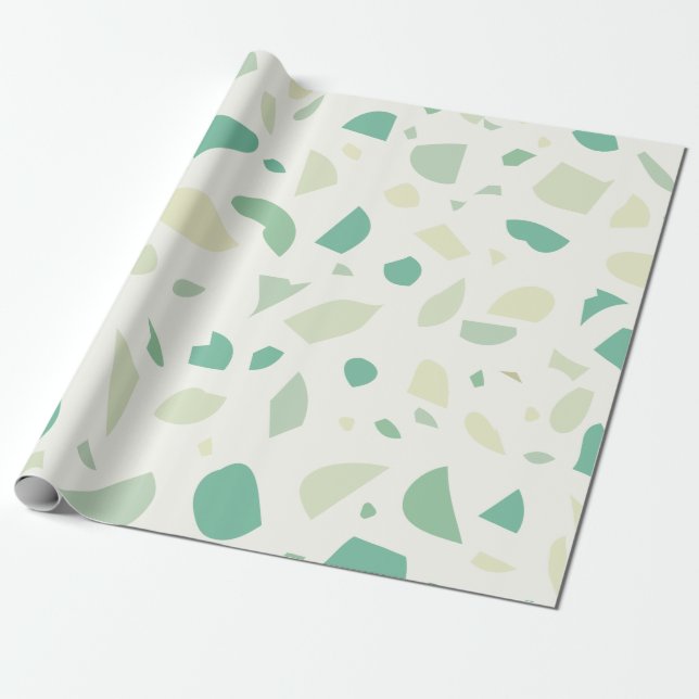 Papel De Presente Padrão verde do terrazzo (Desenrolado)
