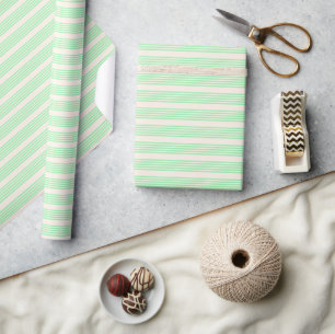 Papel De Presente Padrão verde e bege de cinco faixas