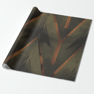 Papel De Presente Padrão Verde E Laranja De Elegância Escura