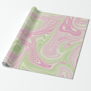 Papel De Presente Padrão Verde Rosa de Remoinho Líquido