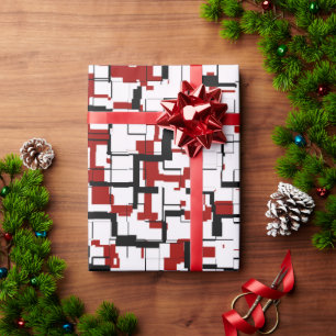 Papel De Presente Padrão Vermelho Branco Preto da Camo Digital