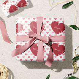 Papel De Presente Padrão vermelho + cor-de-rosa com Dia de os namora