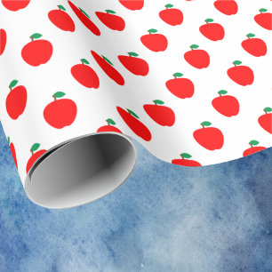 Papel De Presente Padrão Vermelho de Fruta de Maçã