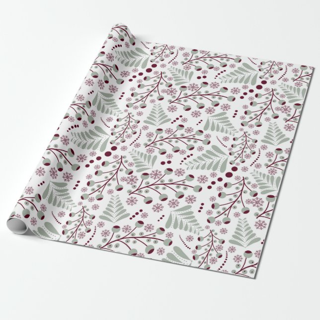 Papel De Presente Padrão Vermelho e Verde Clássico de Natal  (Desenrolado)