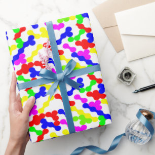Papel De Presente Padrão Vibrante de Pontos em Ziguezague