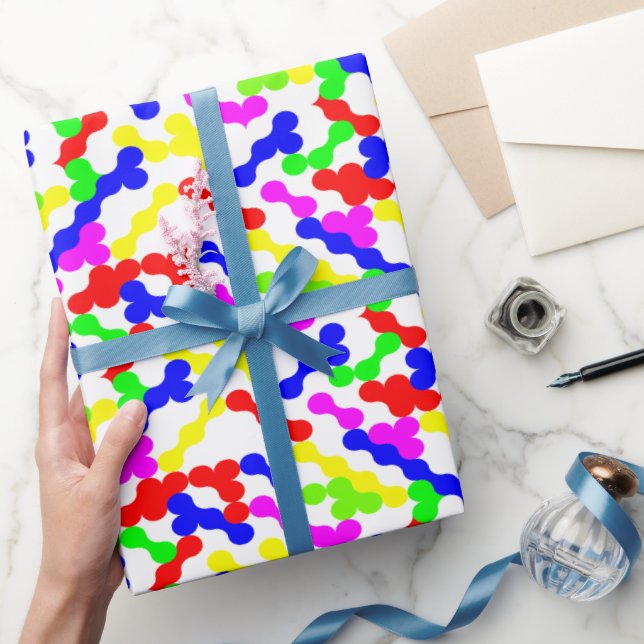 Papel De Presente Padrão Vibrante de Pontos em Ziguezague (Presentear)