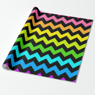 Papel De Presente Padrão Vibrante do Rainbow Chevron