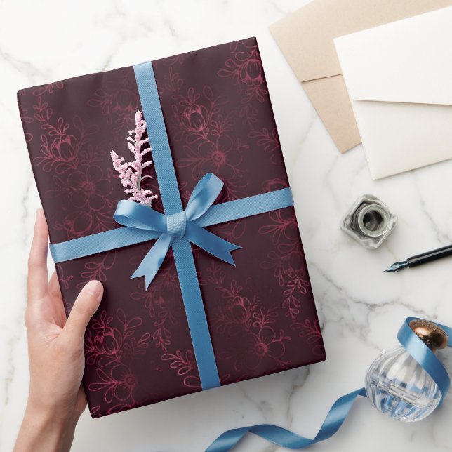 Papel De Presente Padrão Vinho de Amora  (Presentear)