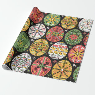 Papel De Presente padrão vintage com pysanky. Padrão de ovos de P