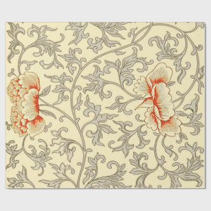 Papel De Presente Padrão Vintage Owen Jones: Coral Floral Cinza