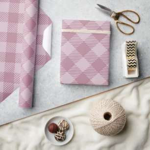 Papel De Presente Padrão Vintage Pink Christmas Gingham