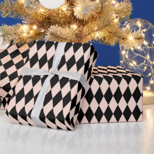Papel De Presente Padrão Vintage Pink e Black Harlequin
