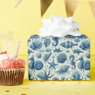 Papel De Presente Padrão Vintage Sealife