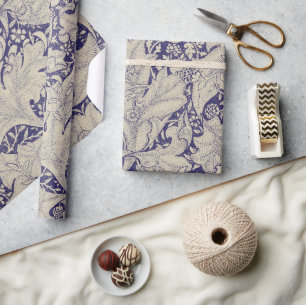 Papel De Presente Padrão Wallflower Azul Antigo de William Morris