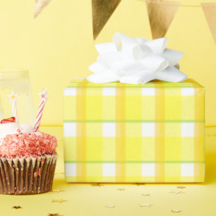 Papel De Presente Padrão Xadrez Amarelo e Laranja
