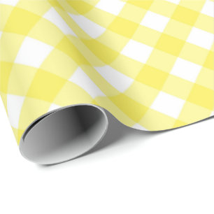 Papel De Presente Padrão Xadrez Amarelo Ensolarado
