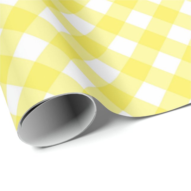 Papel De Presente Padrão Xadrez Amarelo Ensolarado (Ponta do rolo)