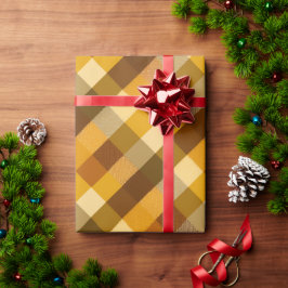 Papel De Presente Padrão Xadrez Amarelo Marrom Colheita Mel