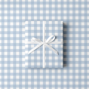 Papel De Presente Padrão Xadrez Azul Bebê