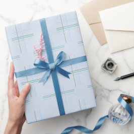 Papel De Presente Padrão Xadrez Azul Claro Ocidental Urbano