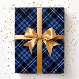 Papel De Presente Padrão Xadrez Azul Elegante