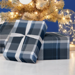Papel De Presente Padrão Xadrez Azul Escuro Cinza Oceano Ardósia