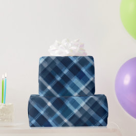 Papel De Presente Padrão Xadrez Azul Escuro Cinza Oceano Ardósia