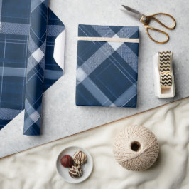 Papel De Presente Padrão Xadrez Azul Escuro Cinza Oceano Ardósia