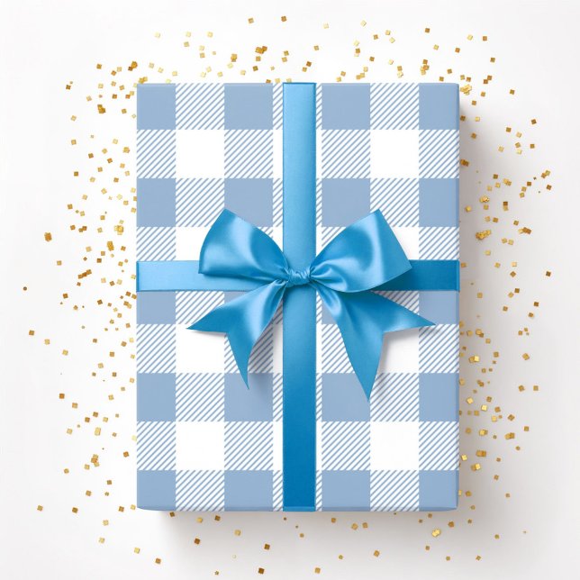 Papel De Presente Padrão Xadrez Azul Pó Branco (Powder Blue White Plaid Pattern Wrapping Paper)