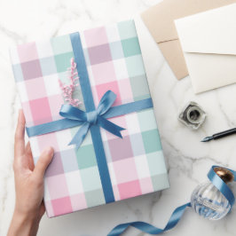 Papel De Presente Padrão Xadrez Branco Gingham Rosa Pastel Macio Ver