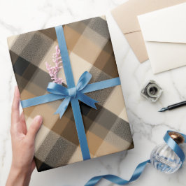 Papel De Presente Padrão Xadrez Carvalho Castanho Bege Quente Cabine