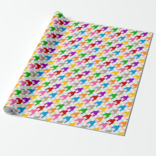 Papel De Presente Padrão Xadrez Colorido Branco