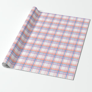 Papel De Presente Padrão Xadrez Colorido De Vermelho Azul Violeta