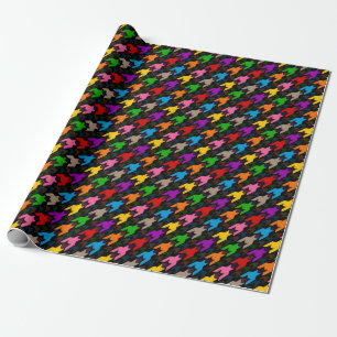 Papel De Presente Padrão Xadrez Colorido Preto