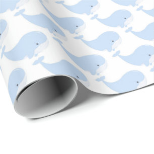 Papel De Presente padrão xadrez de amantes de baleias fofas