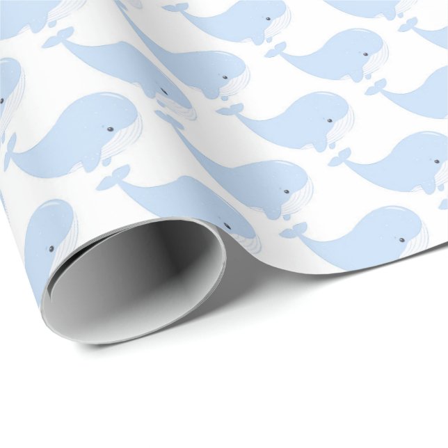 Papel De Presente padrão xadrez de amantes de baleias fofas (Ponta do rolo)