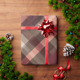 Papel De Presente Padrão Xadrez de Argila Outono Marrom Burgundy Que