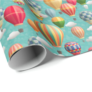 Papel De Presente Padrão xadrez de balão de ar quente de chuveiro de