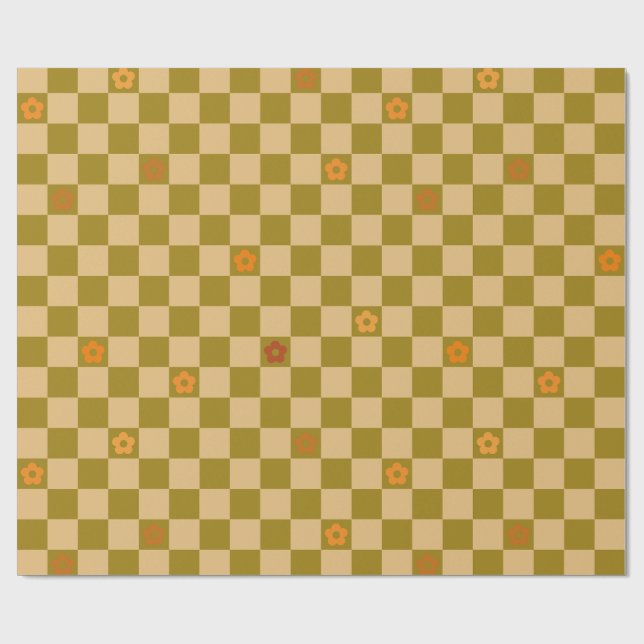 Papel De Presente Padrão Xadrez de Flores - Nº 02 (Aberto)