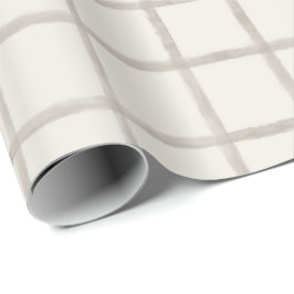 Papel De Presente Padrão Xadrez de Janela em Taupe Suave Aquarela