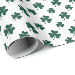 Papel De Presente Padrão xadrez de trevo fofo do dia de São Patrício